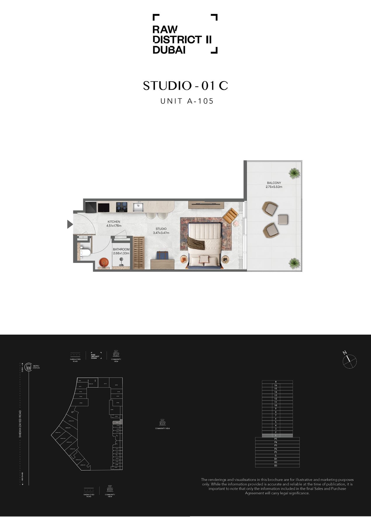 Studio type floor plan